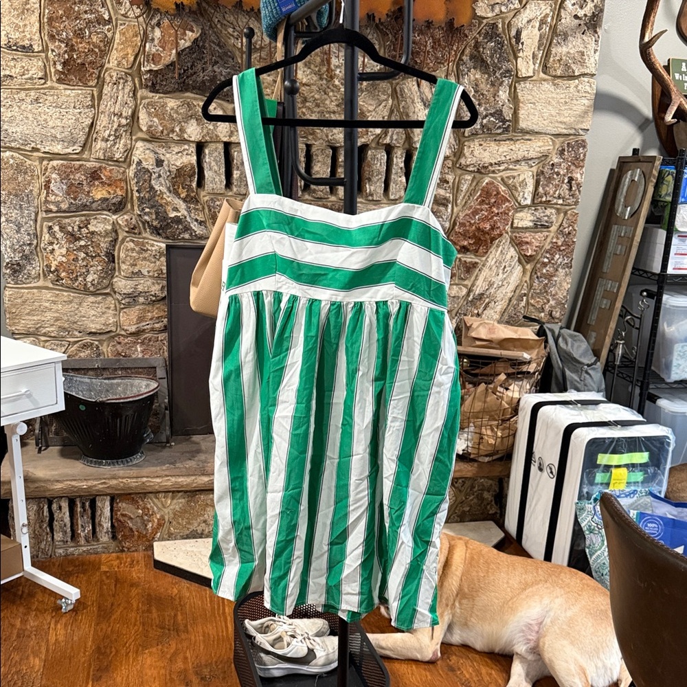 GAP Green and White Striped Mini Dress